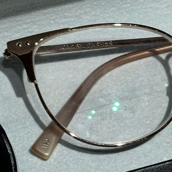 Warby Parker Ava reading glasses rose gold wire metal frame with glasses case - Picture 2 of 7